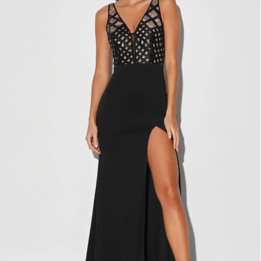 Black Sequin Mermaid Maxi Dress